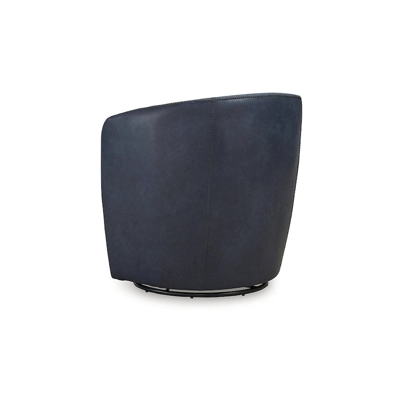 Fauteuil pivotant rond en cuir pleine fleur avec base métallique à 360° – 80,6 cm L