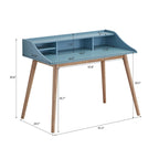 Bureau d'ordinateur de style moderne du milieu du siècle avec étagères et 4 pieds en bois pour petit bureau à domicile ou salle d'étude