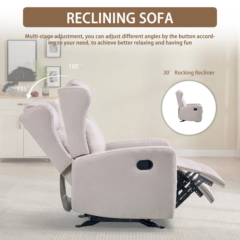 Fauteuil inclinable à bascule pour salon, fauteuil inclinable moderne réglable, canapé inclinable avec support lombaire