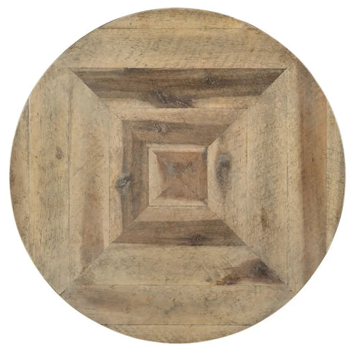 Table d'appoint ronde en bois d'acacia avec piètement en métal et patins de mise à niveau – Garantie 1 an