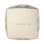 Pouf ottoman carré fait main fleuri, bleu marine et blanc, 20 po