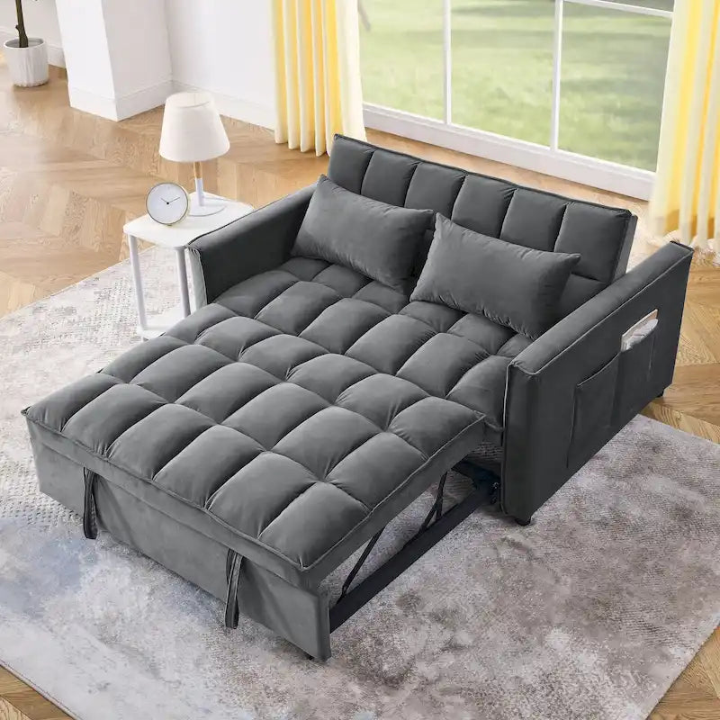 Canapé-lit convertible moderne avec futon, dossier réglable, accoudoirs