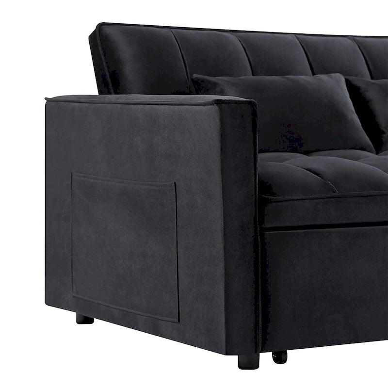 Canapé-lit convertible moderne avec futon, dossier réglable, accoudoirs