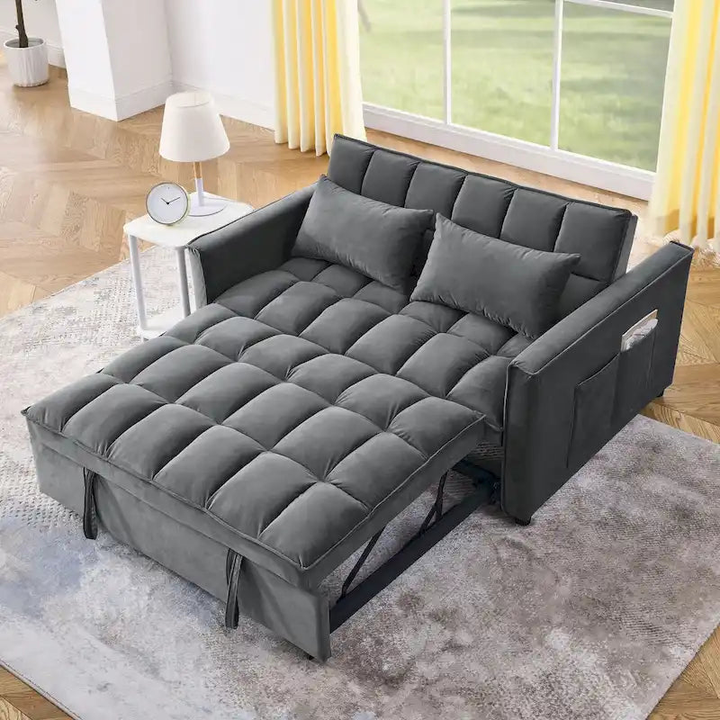Canapé-lit convertible moderne avec futon, dossier réglable, accoudoirs
