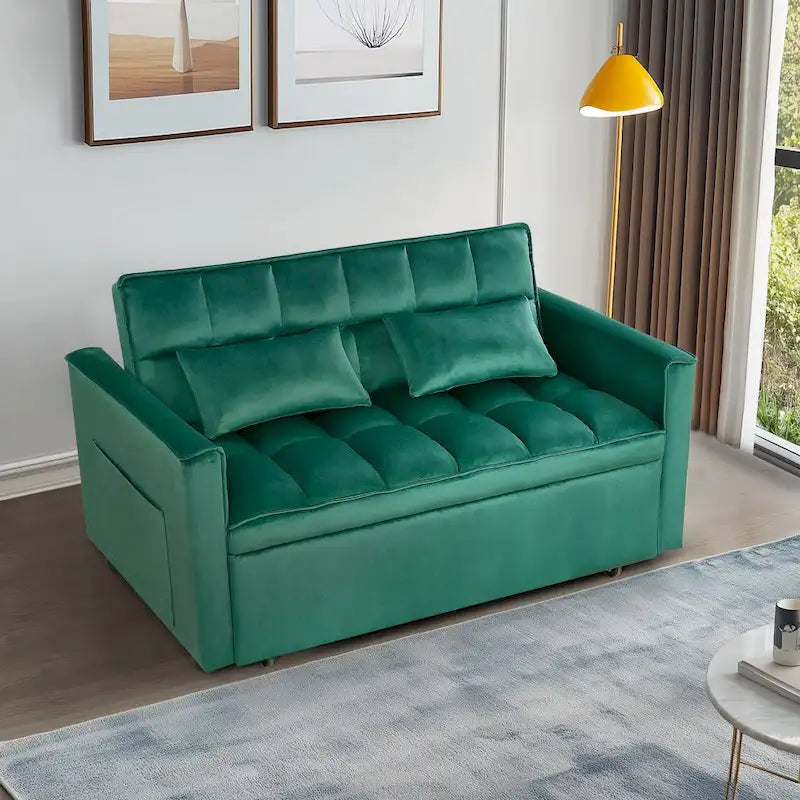 Canapé-lit convertible moderne avec futon, dossier réglable, accoudoirs