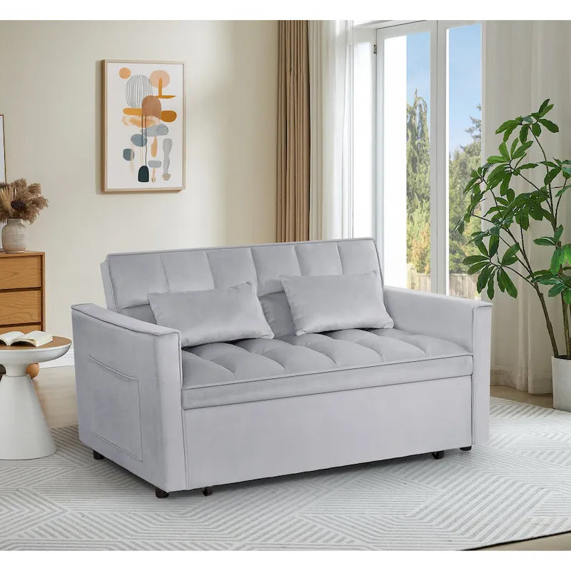 Canapé-lit convertible moderne avec futon, dossier réglable, accoudoirs