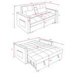 Canapé-lit convertible moderne avec futon, dossier réglable, accoudoirs