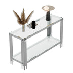 Console double plateau en verre trempé sophistiquée