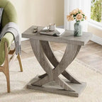 Table d'appoint de ferme, Table d'appoint étroite avec support en queue de poisson pour salon, bureau, marron