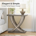 Table d'appoint de ferme, Table d'appoint étroite avec support en queue de poisson pour salon, bureau, marron