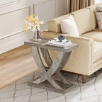 Table d'appoint de ferme, Table d'appoint étroite avec support en queue de poisson pour salon, bureau, marron