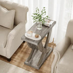 Table d'appoint de ferme, Table d'appoint étroite avec support en queue de poisson pour salon, bureau, marron