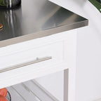 Îlot de cuisine avec plateau en acier inoxydable (tabouret non inclus)