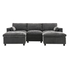 Canapé modulaire sectionnel en U avec poches de rangement, oreillers, pouf