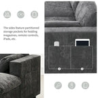 Canapé modulaire sectionnel en U avec poches de rangement, oreillers, pouf