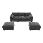 Canapé modulaire sectionnel en U avec poches de rangement, oreillers, pouf