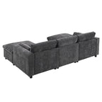 Canapé modulaire sectionnel en U avec poches de rangement, oreillers, pouf