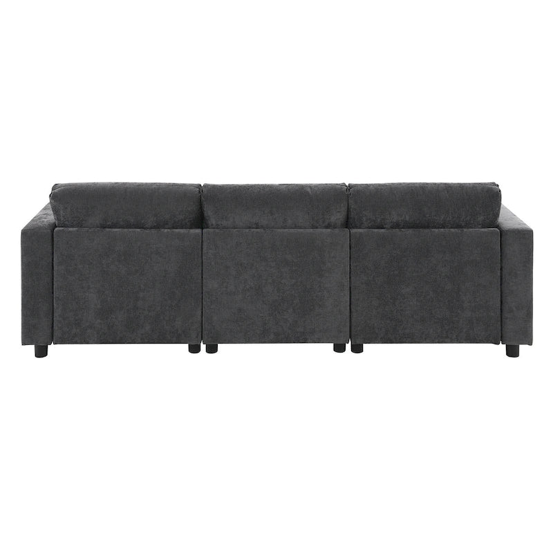 Canapé modulaire sectionnel en U avec poches de rangement, oreillers, pouf