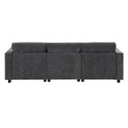 Canapé modulaire sectionnel en U avec poches de rangement, oreillers, pouf