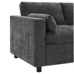 Canapé modulaire sectionnel en U avec poches de rangement, oreillers, pouf