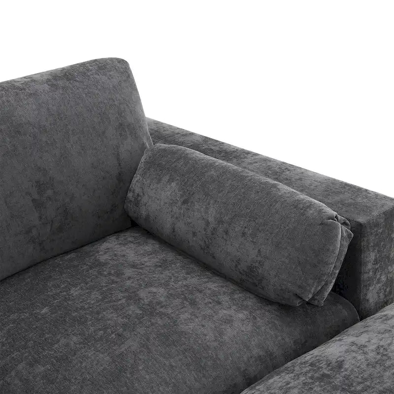 Canapé modulaire sectionnel en U avec poches de rangement, oreillers, pouf