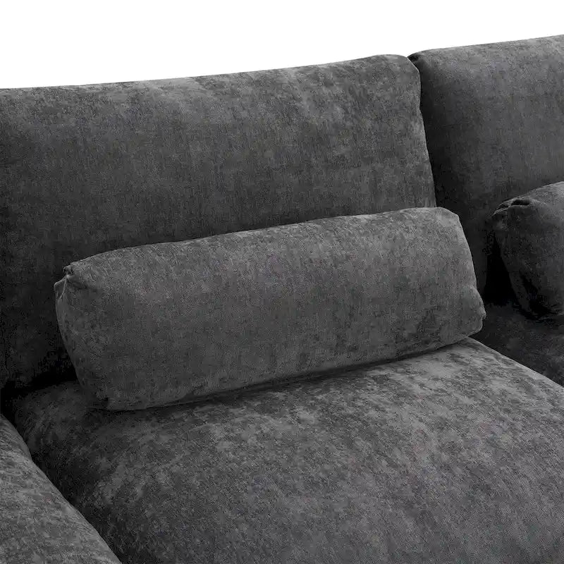 Canapé modulaire sectionnel en U avec poches de rangement, oreillers, pouf