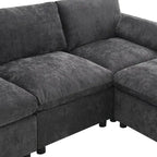 Canapé modulaire sectionnel en U avec poches de rangement, oreillers, pouf