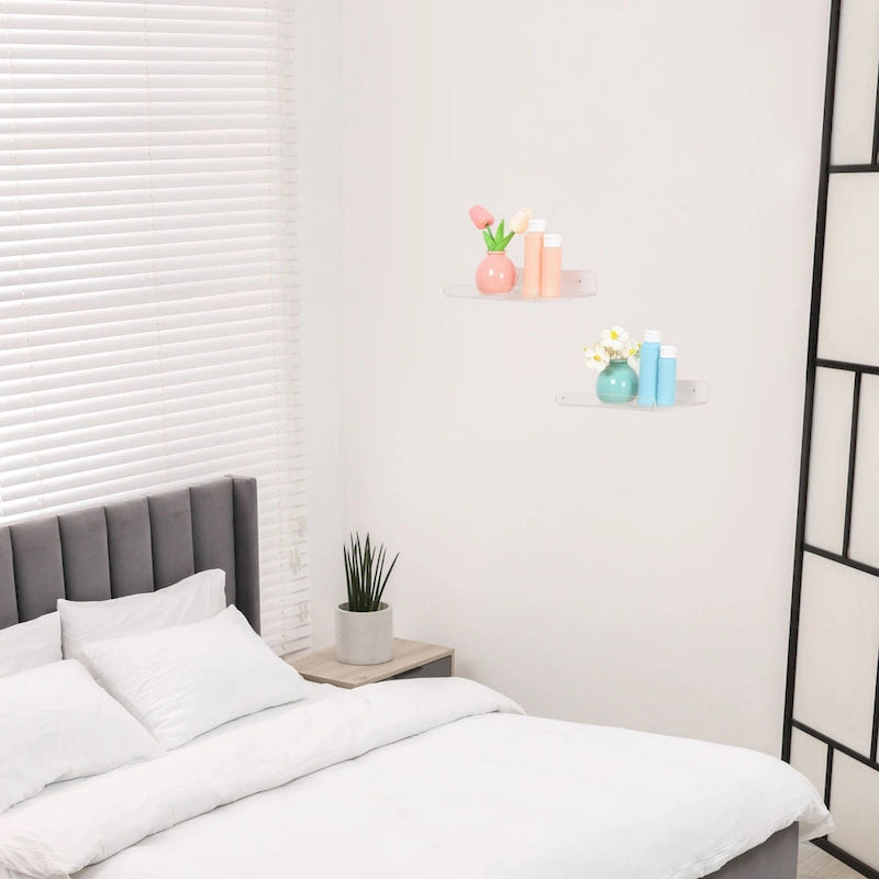 Étagères murales flottantes en acrylique, étagères en acrylique pour salle de bain, chambre, salon et cuisine, étagère de rangement murale transparente