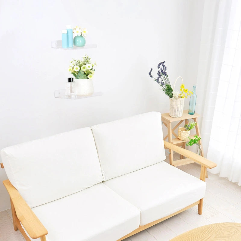Étagères murales flottantes en acrylique, étagères en acrylique pour salle de bain, chambre, salon et cuisine, étagère de rangement murale transparente