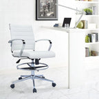 Chaise de bureau avec accoudoirs Tabourets pour comptoir Hauteur de bar Bureau Roues Cuir PU Repose-pieds Inclinaison Pivotant Travail Bureau Debout