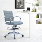 Chaise de bureau avec accoudoirs Tabourets pour comptoir Hauteur de bar Bureau Roues Cuir PU Repose-pieds Inclinaison Pivotant Travail Bureau Debout