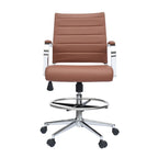 Chaise de bureau avec accoudoirs Tabourets pour comptoir Hauteur de bar Bureau Roues Cuir PU Repose-pieds Inclinaison Pivotant Travail Bureau Debout