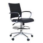 Chaise de bureau avec accoudoirs Tabourets pour comptoir Hauteur de bar Bureau Roues Cuir PU Repose-pieds Inclinaison Pivotant Travail Bureau Debout