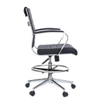 Chaise de bureau avec accoudoirs Tabourets pour comptoir Hauteur de bar Bureau Roues Cuir PU Repose-pieds Inclinaison Pivotant Travail Bureau Debout