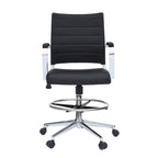 Chaise de bureau avec accoudoirs Tabourets pour comptoir Hauteur de bar Bureau Roues Cuir PU Repose-pieds Inclinaison Pivotant Travail Bureau Debout
