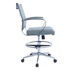 Chaise de bureau avec accoudoirs Tabourets pour comptoir Hauteur de bar Bureau Roues Cuir PU Repose-pieds Inclinaison Pivotant Travail Bureau Debout