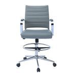 Chaise de bureau avec accoudoirs Tabourets pour comptoir Hauteur de bar Bureau Roues Cuir PU Repose-pieds Inclinaison Pivotant Travail Bureau Debout