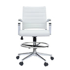 Chaise de bureau avec accoudoirs Tabourets pour comptoir Hauteur de bar Bureau Roues Cuir PU Repose-pieds Inclinaison Pivotant Travail Bureau Debout