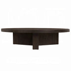 Table basse ronde, 60 pouces, bois brun expresso, pieds cannelés