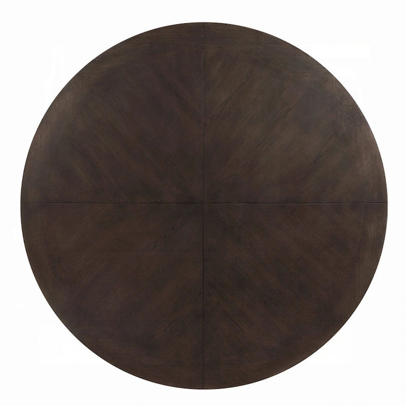 Table basse ronde, 60 pouces, bois brun expresso, pieds cannelés