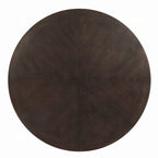 Table basse ronde, 60 pouces, bois brun expresso, pieds cannelés