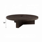 Table basse ronde, 60 pouces, bois brun expresso, pieds cannelés