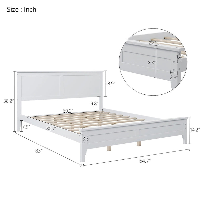 Lit plate-forme moderne en bois massif avec finition naturelle résistante à l'usure