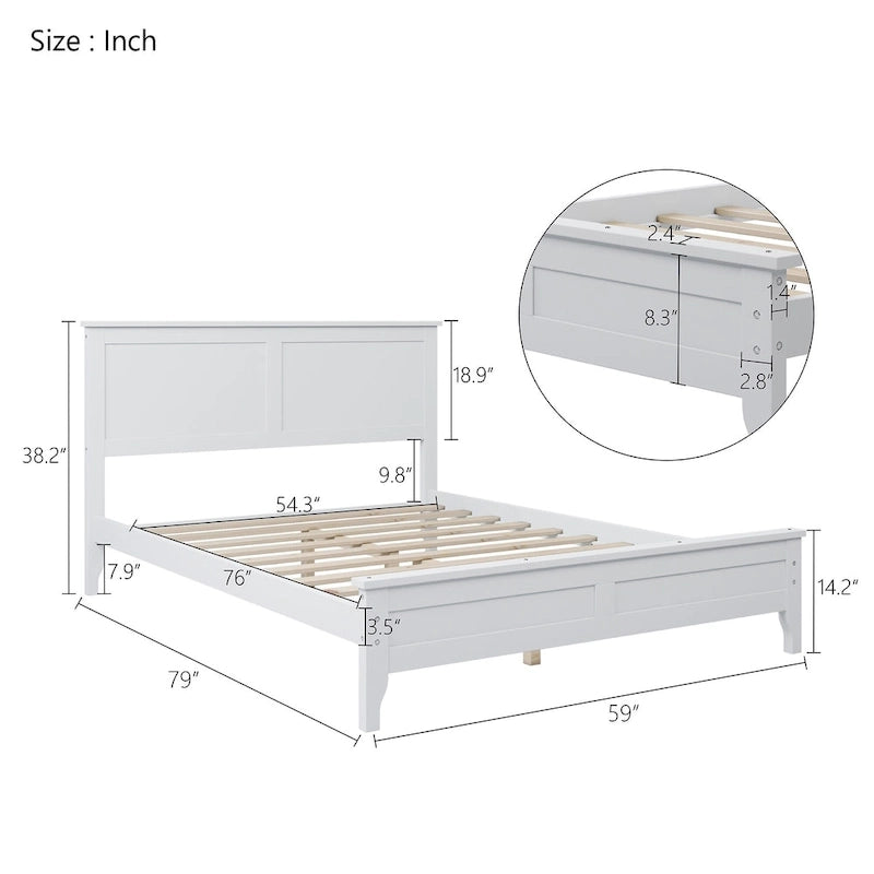 Lit plate-forme moderne en bois massif avec finition naturelle résistante à l'usure