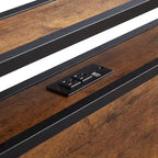 Lit plateforme en métal King Size avec lumières LED, tête de lit en bois et 2 tiroirs