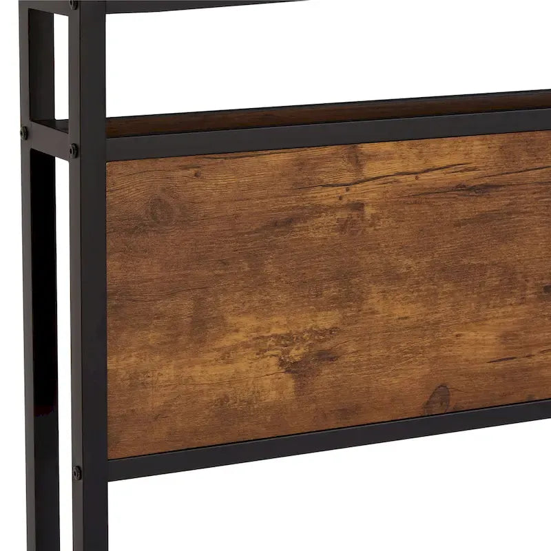 Lit plateforme en métal King Size avec lumières LED, tête de lit en bois et 2 tiroirs