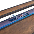 Lit plateforme en métal King Size avec lumières LED, tête de lit en bois et 2 tiroirs
