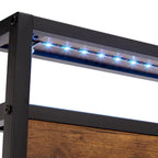 Lit plateforme en métal King Size avec lumières LED, tête de lit en bois et 2 tiroirs