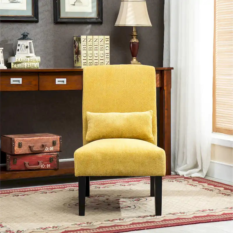 Fauteuil d'appoint moderne avec dossier haut de 80,6 cm, revêtement en polyester, oreiller et pieds fuselés