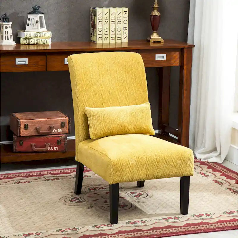 Fauteuil d'appoint moderne avec dossier haut de 80,6 cm, revêtement en polyester, oreiller et pieds fuselés